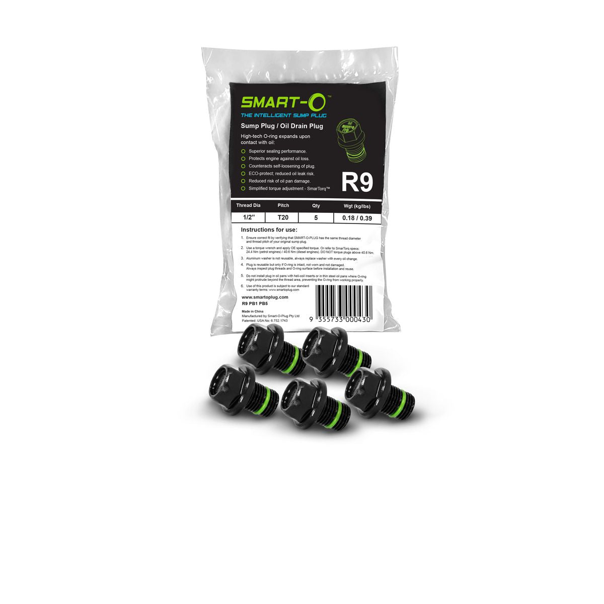 Smart-O Sump Plug Bulk 5 Pack R9PB1PB5