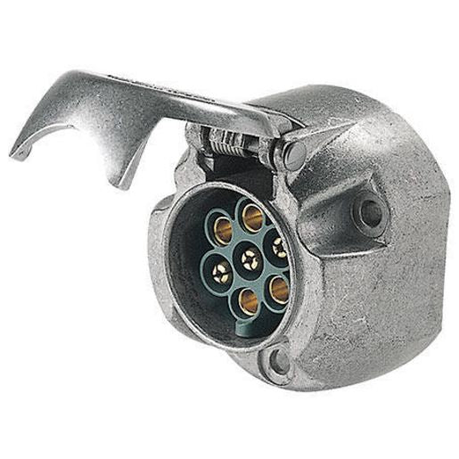 Hella Trailer Socket 7 Pin Round Large - Metal - Australian Option 4901