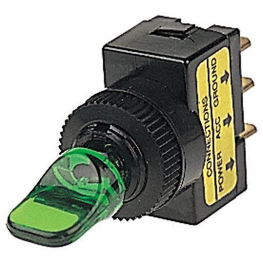 Hella Toggle Switch On/Off Spst 12V Green Illuminated (Contacts Rated 20A @ 12V) 4422