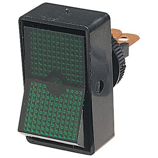 Hella Rocker Switch On/Off Spst 12V Green Illuminated (Contacts Rated 10A @ 12V) 4441