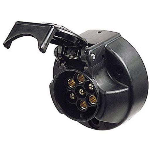 Hella Trailer Socket 7 Pin Round Large - Plastic - Australian Option 4912