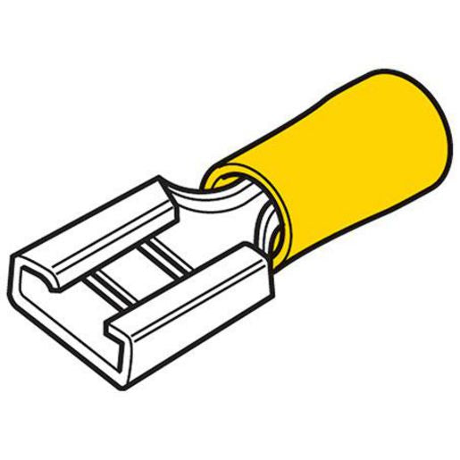 Hella Crimp Terminal Female Blade Yellow Terminal Entry 6.3mm Vinyl 50 Pce 8502