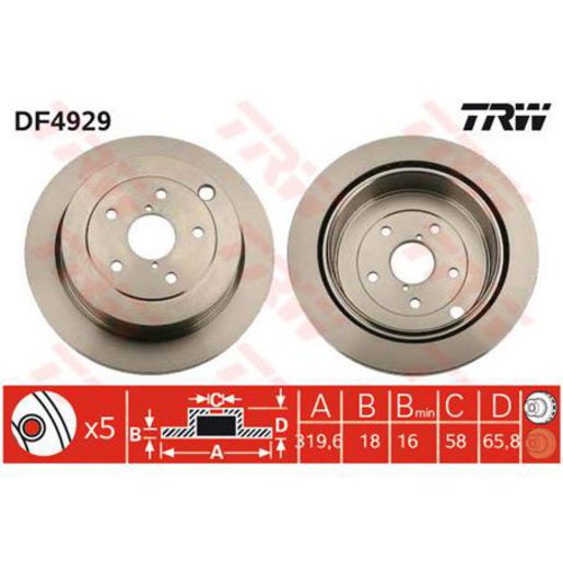 TRW Brake Rotor Single Rear DF4929S