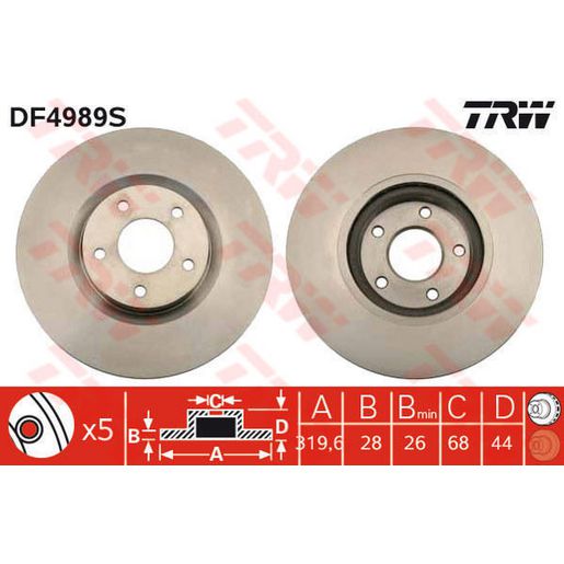 TRW Brake Rotor Front DF4989S