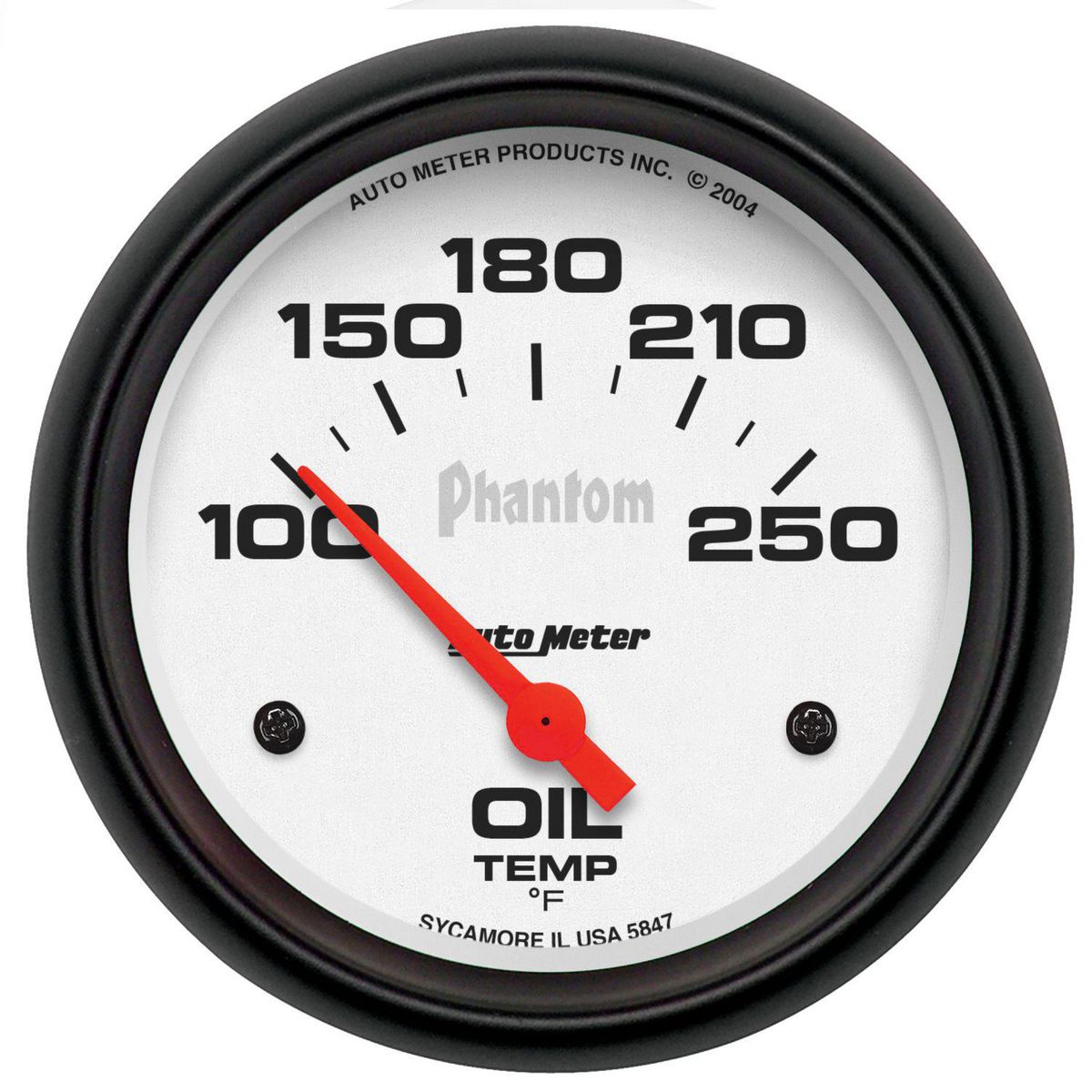 Autometer Phantom 2-5/8in Oil Temp Gauge 100-250F Short Sweep Electric AU5847