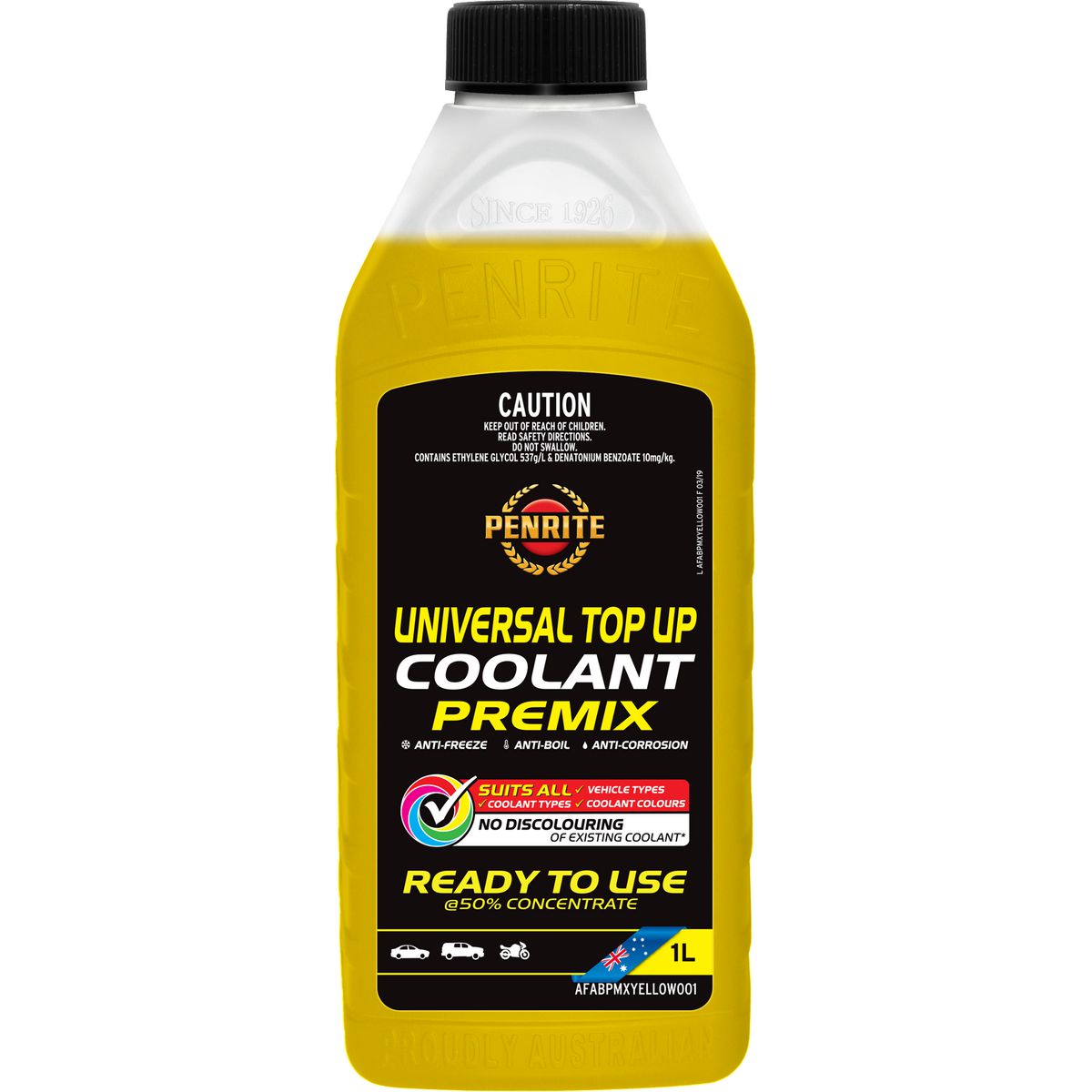 Penrite Universal Top Up Coolant Premix 1L AFABPMXYELLOW001