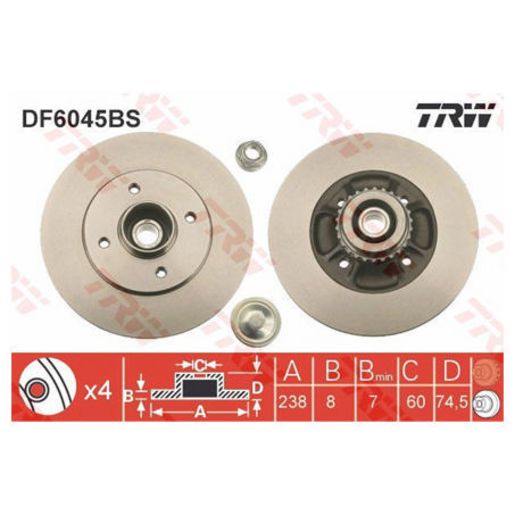 TRW Disc Brake Rotor DF6045BS