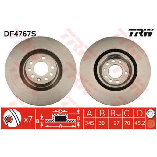 TRW Disc Brake Rotor 345Mm DF4767S