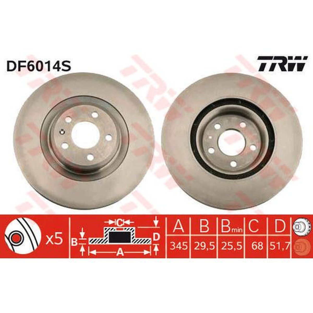 TRW Brake Rotor Front Pair DF6014S