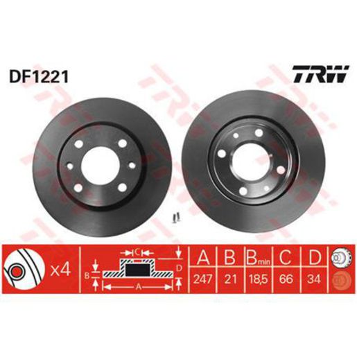 TRW Brake Rotor Single 247mm Front DF1221S