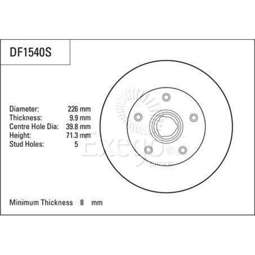 TRW Brake Rotor Pair 226mm Rear DF1540S