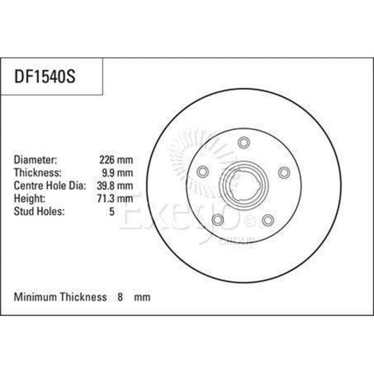 TRW Brake Rotor Single 226mm Rear DF1540S