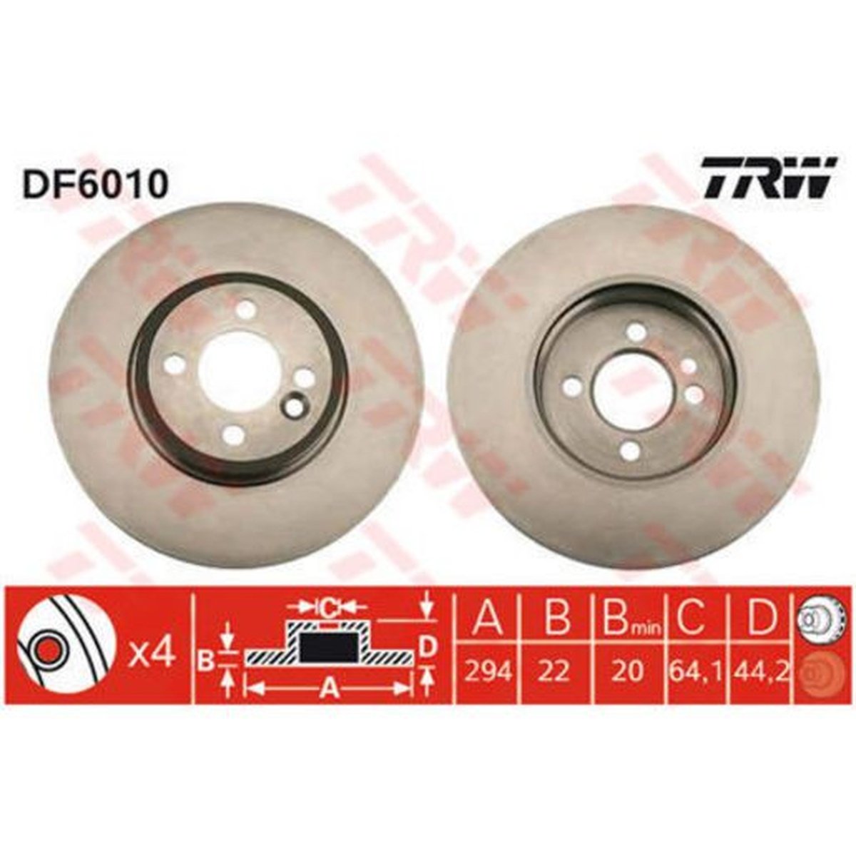 TRW Brake Rotor Single Front DF6010S
