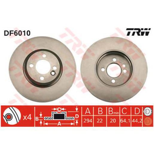 TRW Brake Rotor Single Front DF6010S