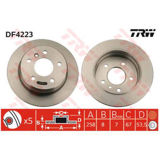 TRW Brake Rotor Single 258mm Rear DF4223S