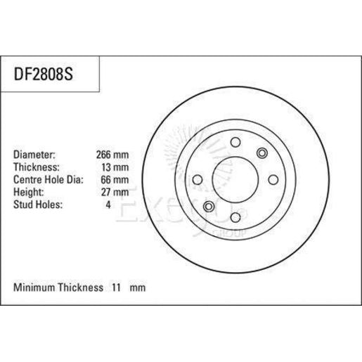 TRW Brake Rotor Pair 266mm Front DF2808S