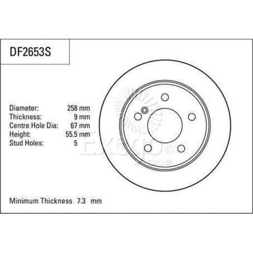 TRW Disc Brake Rotor 258Mm DF2653S