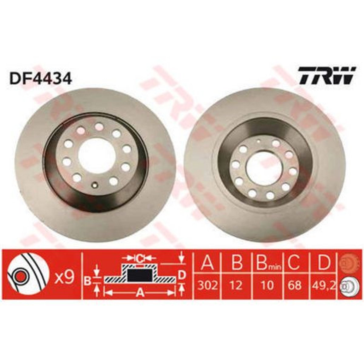 TRW Brake Rotor Single Rear DF4434S