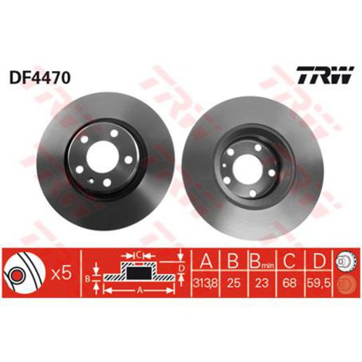 TRW Brake Rotor Single Front DF4470S