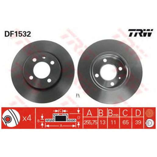 TRW Disc Brake Rotor 256Mm DF1532S