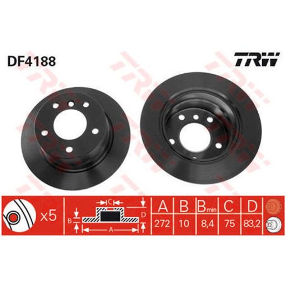 TRW Brake Rotor Single 272mm Rear DF4188S