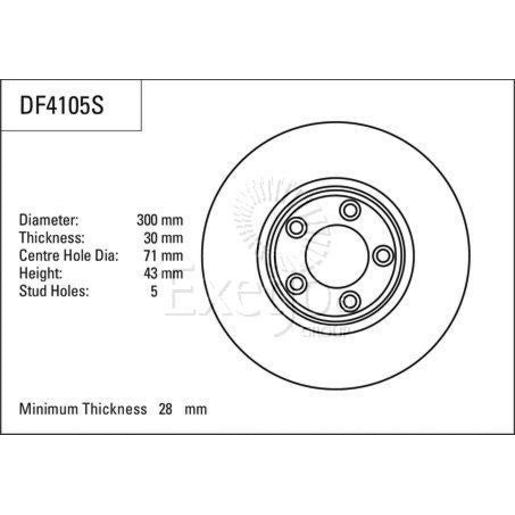 TRW Brake Rotor Single 300mm Front DF4105S