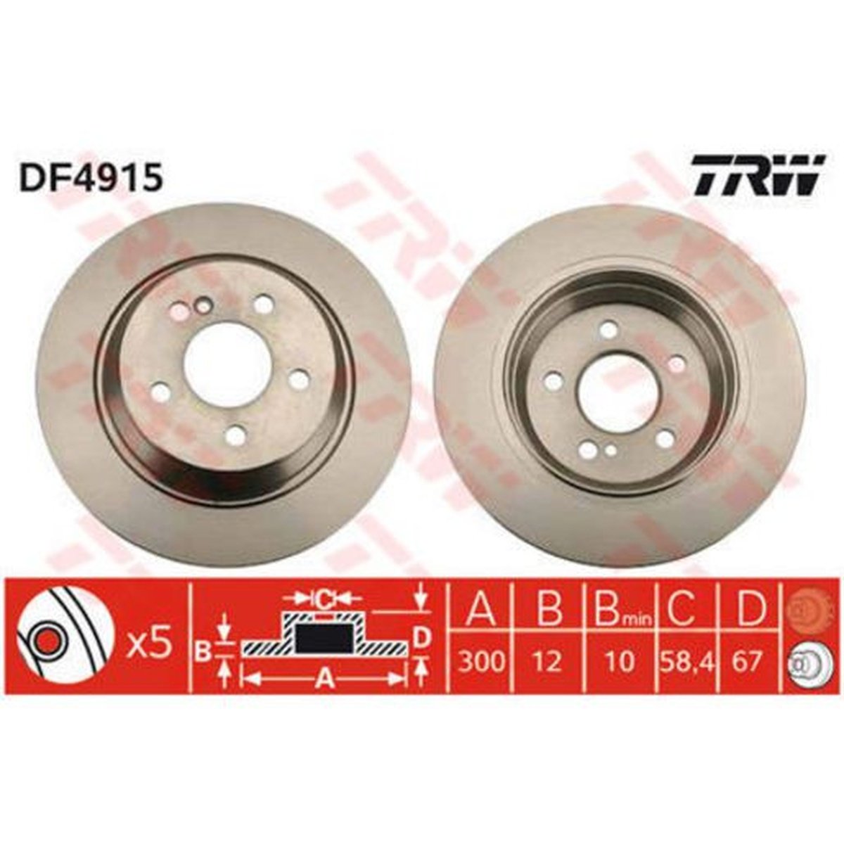 TRW Brake Rotor Single Rear DF4915S