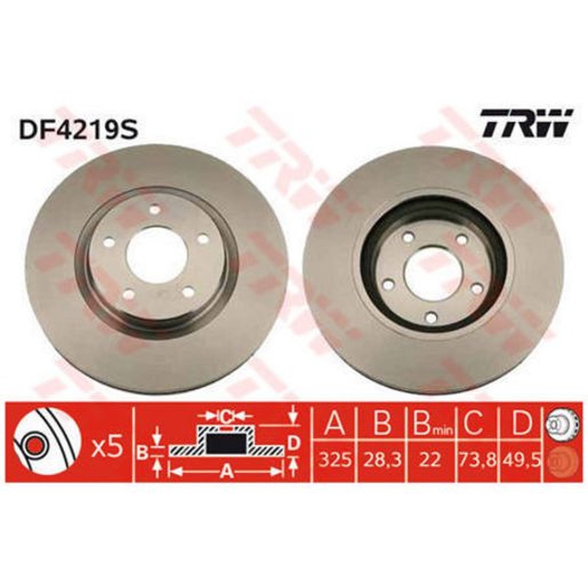 TRW Brake Rotor 325mm Front DF4219S