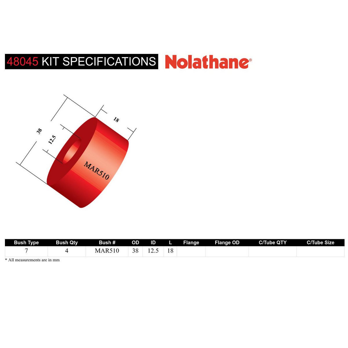 Nolathane Shock Absorber Bush Kit 48045