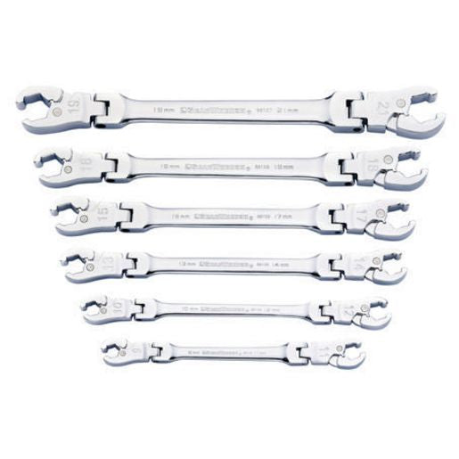 GearWrench Wrench Set Flex Flare Nut Ratcheting Tray MET 6Pc