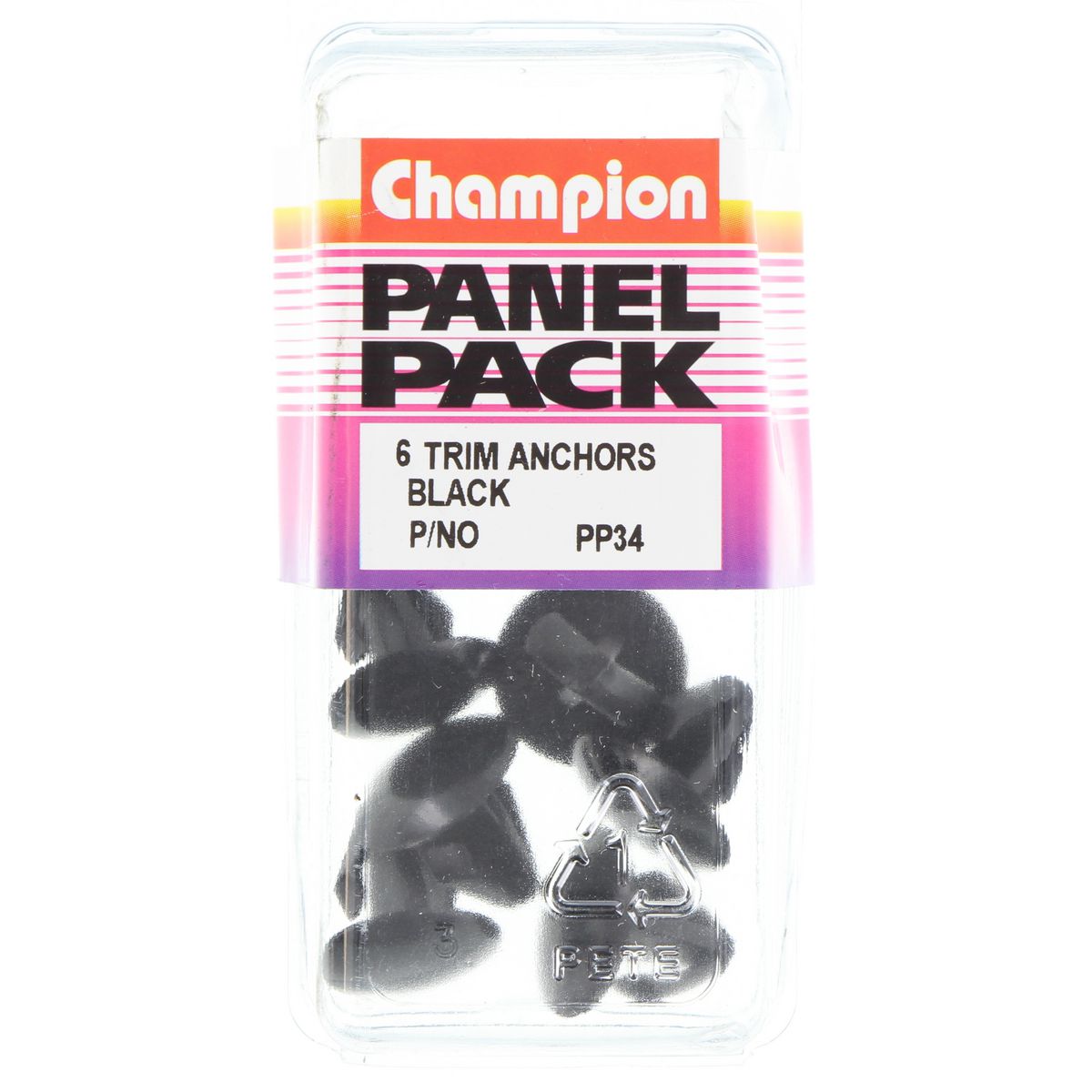 Champion Fasteners Trim Anchor Black Len: 15mm Hole: 8mm Head: 18mm PP34