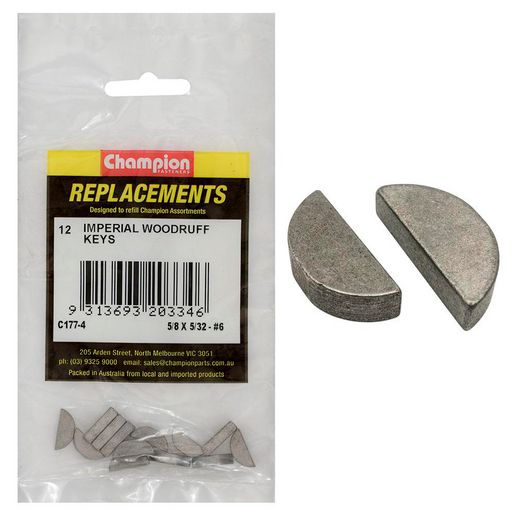 Champion Fasteners Woodruff Key 5/32in x 5/8in C177-4
