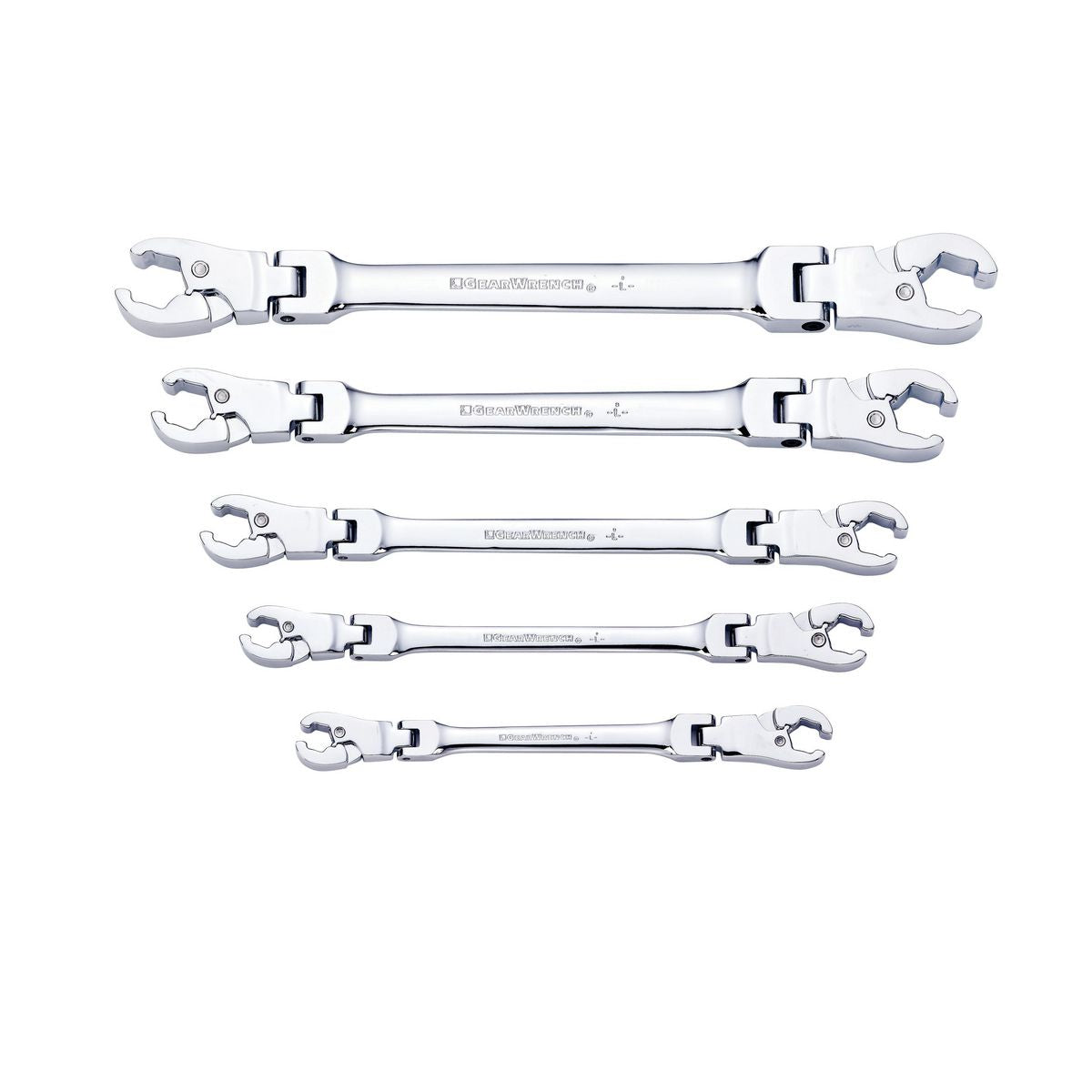 GearWrench Wrench Set Flex Flare Nut Ratcheting Tray SAE 5Pc