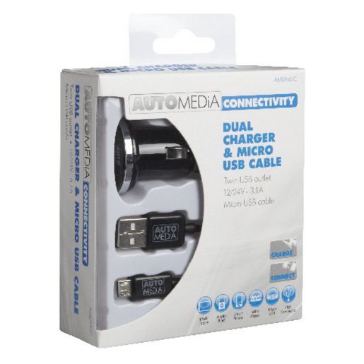 Automedia Dual USB Port & 1.5m Micro USB Cable AMDMUC