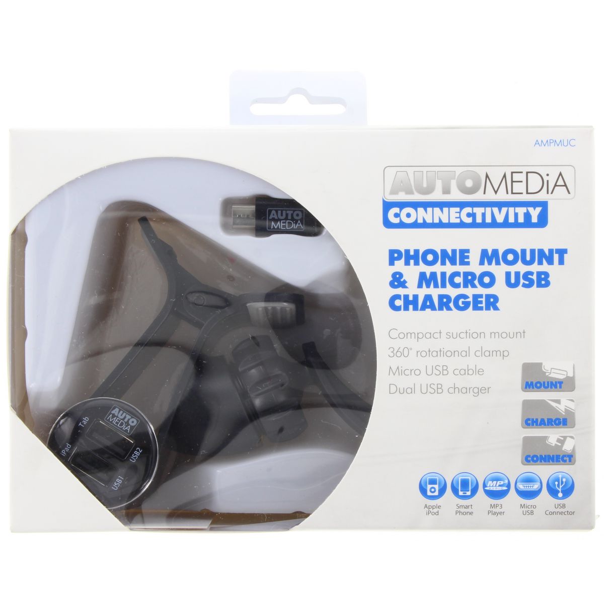 Automedia Phone Holder & Charger Clip AMPMUC