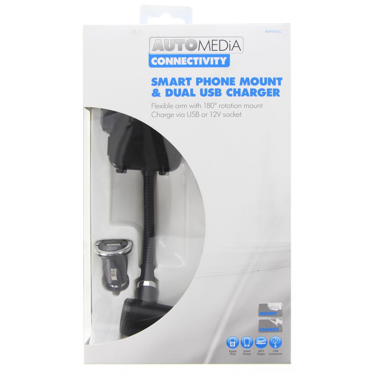 Automedia Phone Holder Dual USB 3A AMPMDUC