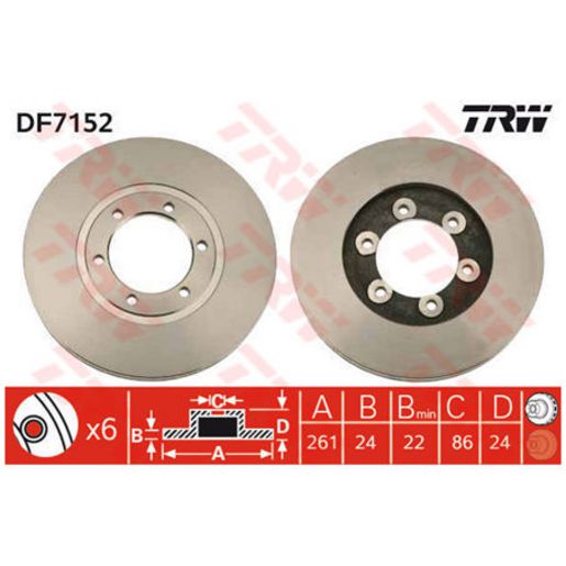 TRW Disc Brake Rotor 261mm DF7152S