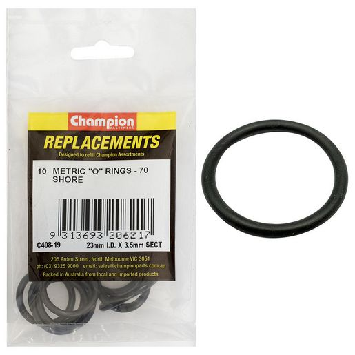 Champion Fasteners O Ring Nitrile Rubber 70 Shore 23mm x 3.5mm Refill Pack C408-19