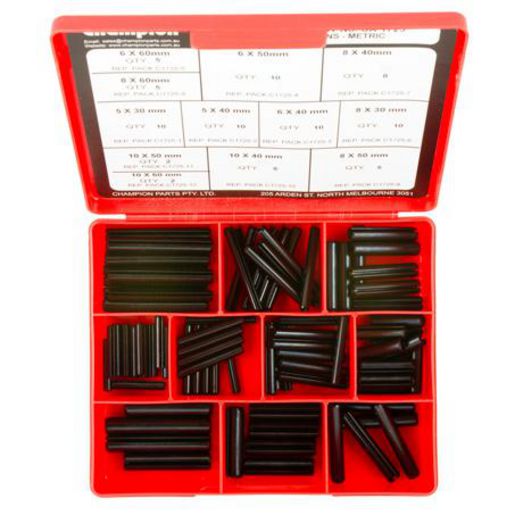 Champion Roll Pins Large Assortment Pack Metric 12 Sizes 82Pk CA1725