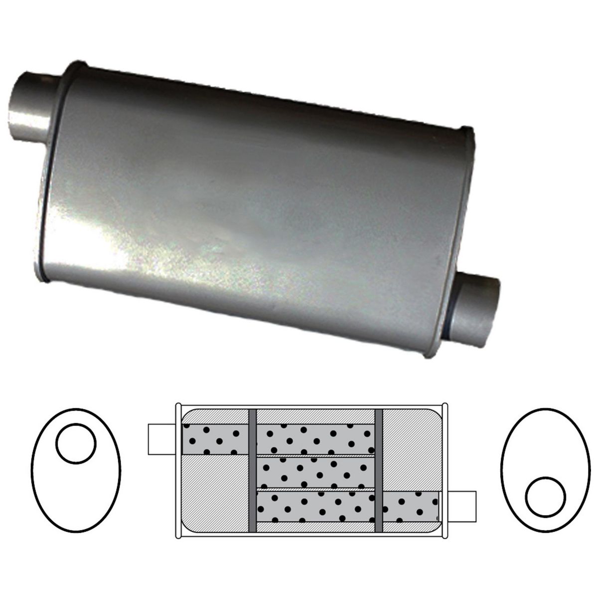 Redback Oval Muffler 12" Long 1.75" Offset C320