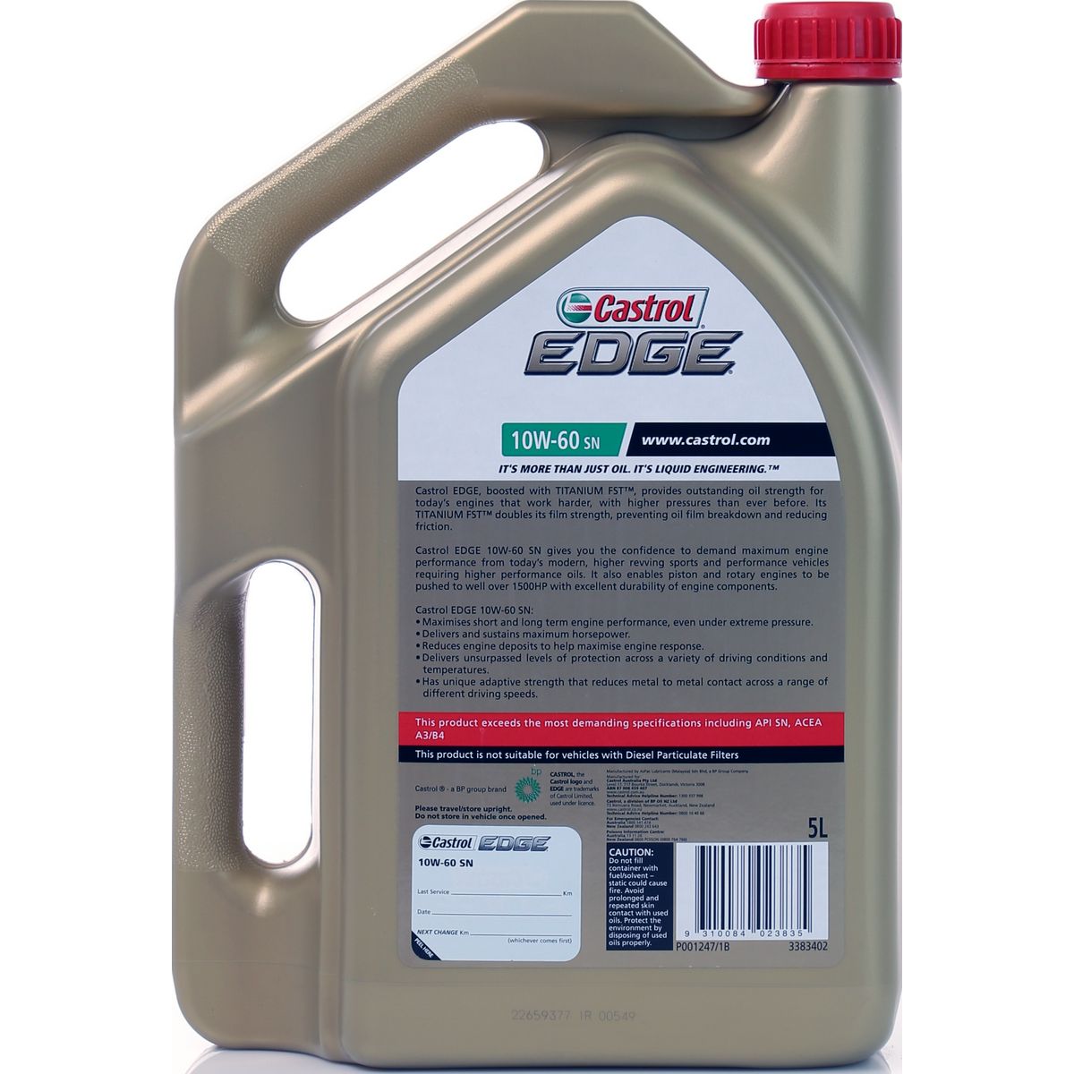 Castrol EDGE 10W60 SN Engine Oil 5L 3383402