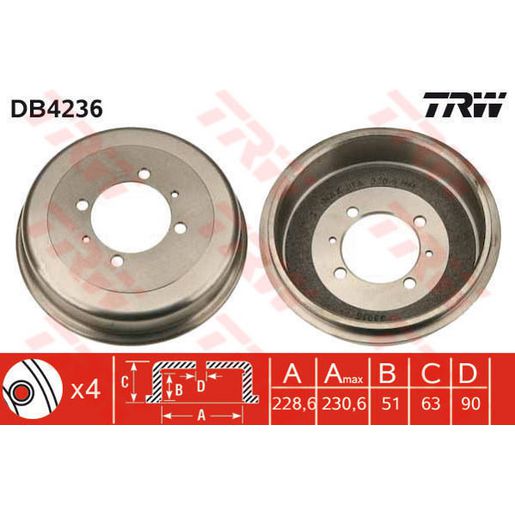 TRW Brake Drum DB4236