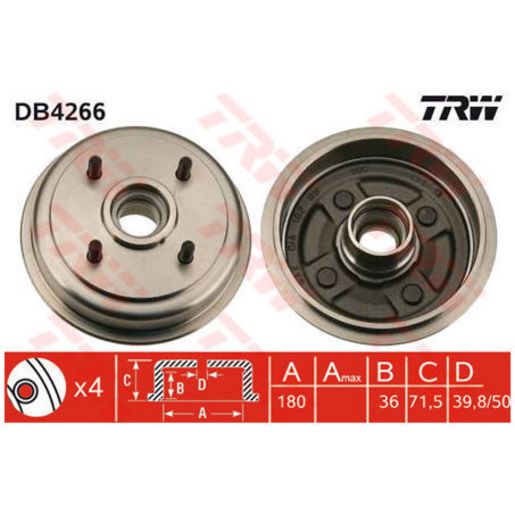 TRW Brake Drum DB4266