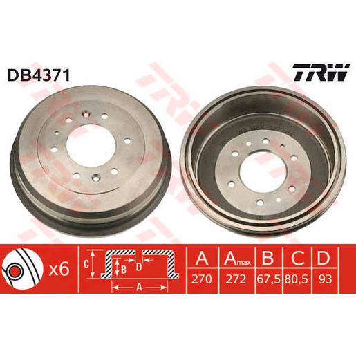 TRW Drum Brake Pair 272mm DB4371