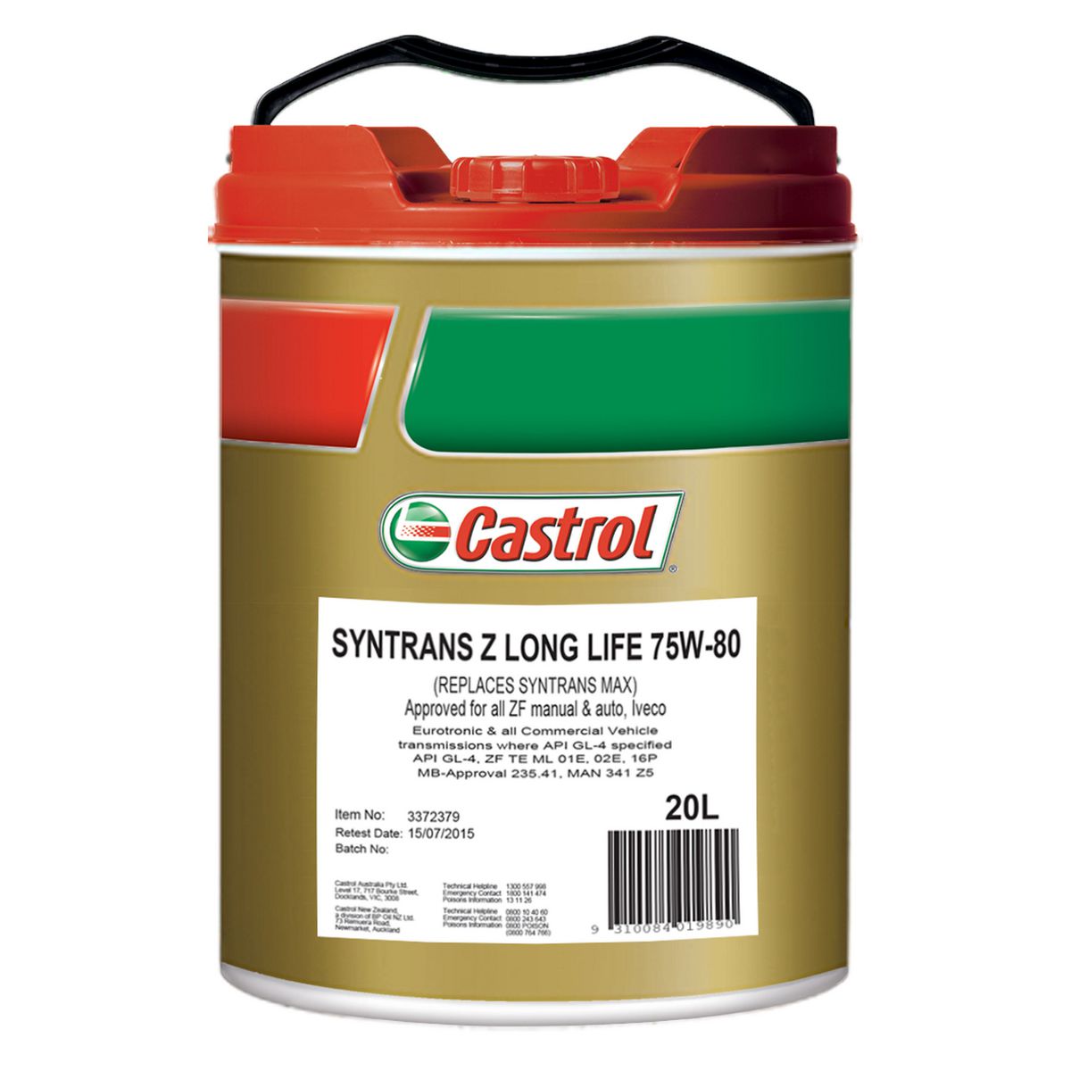 Castrol SYNTRANS Z LL 75W-80 Transmission Fluid 20L 3372379