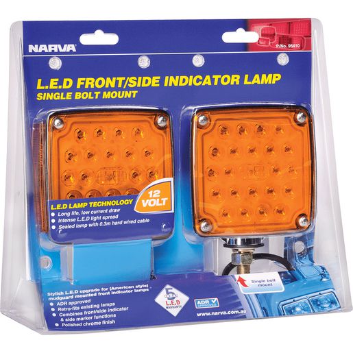 Narva LED Front/Side Indicator Lamp Pack 119x128mm 12V 40mm Bolts 95410
