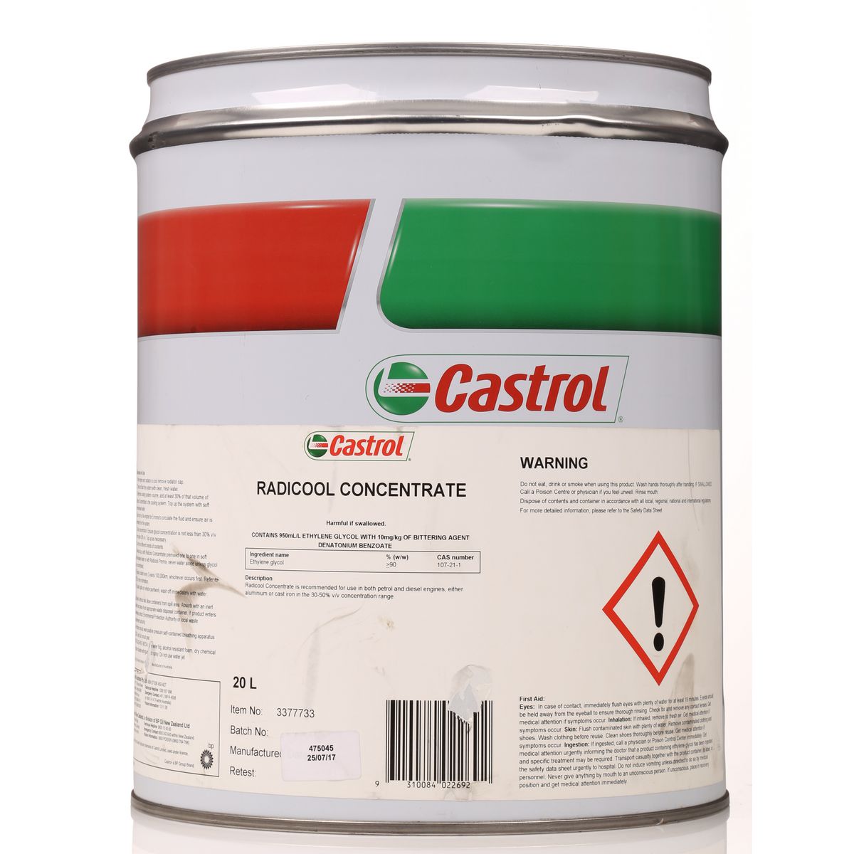 Castrol RADICOOL Concentrate Engine Coolant 20L 3377733