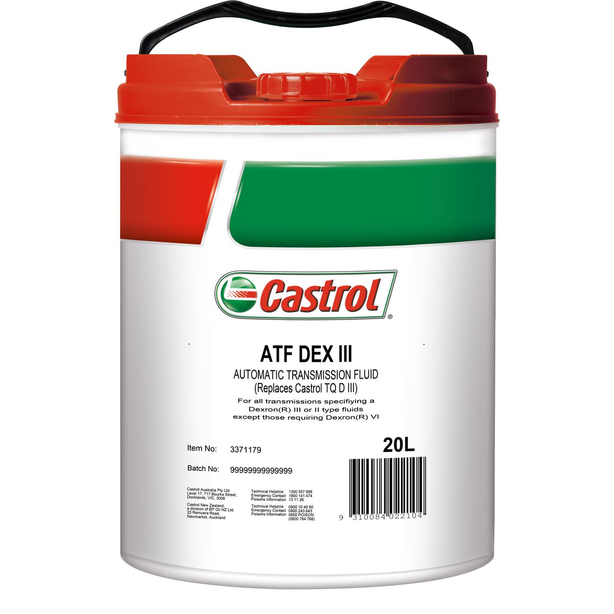 Castrol ATF Dex III Transmission Fluid 20L 3371179