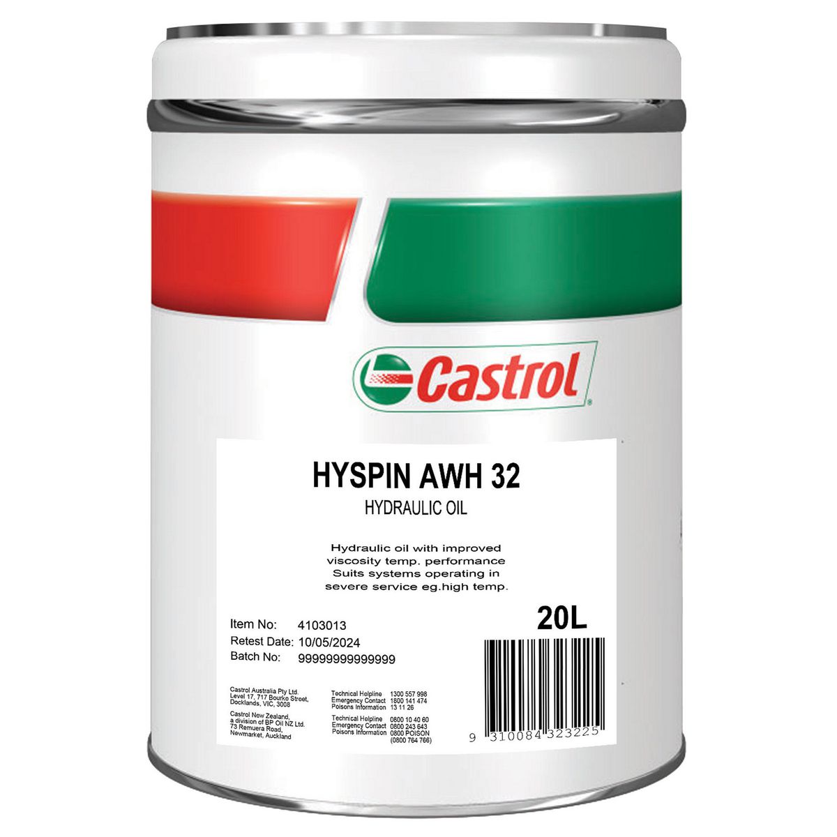 Castrol HYSPIN ISO 32 AWH Hydraulic Fluid 20L 4103013