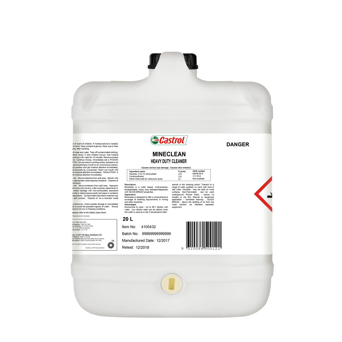 Castrol Mineclean Heavy Duty Cleaner Degreaser Detergent 20L 4105432